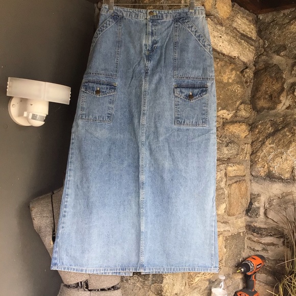 Vintage long denim Prairie jean skirt 8 80s 90s - Picture 12 of 12